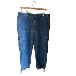 Gloria Vanderbilt jeans 14 Baggy Cargo Pockets Dark Wash Belted Y2k Streetwear